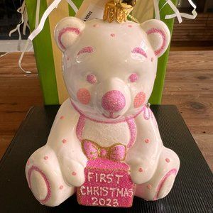 Baby Girl's First Ornament, Unique Glass Keepsake
